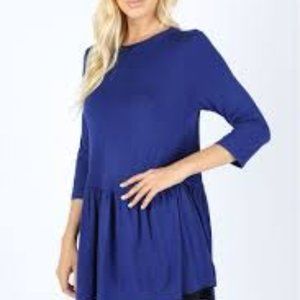 Zenana Premium Mid-Navy Peplum Medium